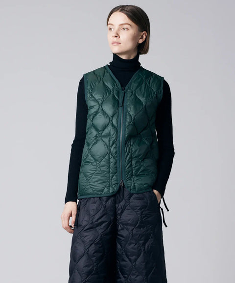 Soft Shell Military V-Neck W-Zip Down Vest - Dark Green