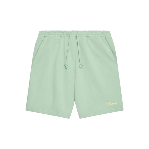 Jade Script Sweat Shorts - Light Green