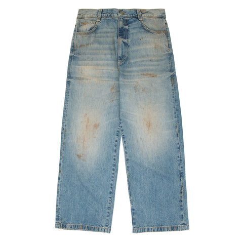 Printed 5 Pocket Jeans - Worn Blue