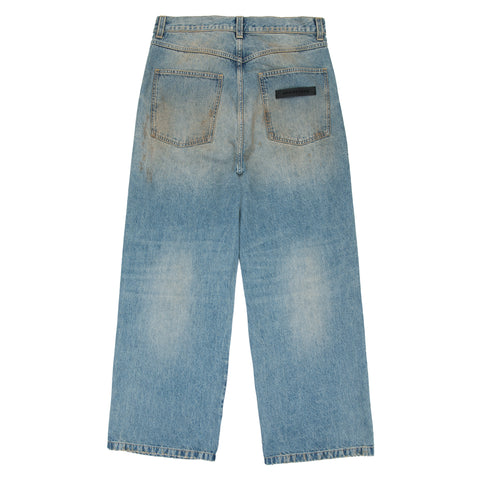 Printed 5 Pocket Jeans - Worn Blue