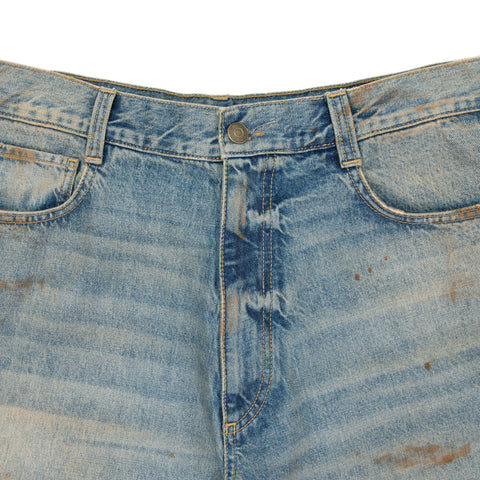 Printed 5 Pocket Jeans - Worn Blue