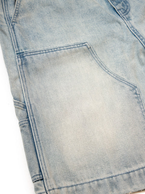Patchwork Denim Shorts - Light Blue