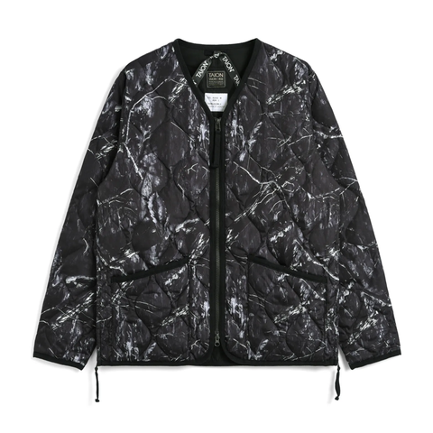 Military Zip V-Neck Down Jacket - Dark Tree