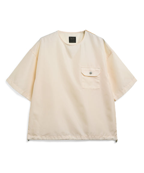 Non-Down Military Half-Sleeve Cut & Sew T-Shirt - Off-White