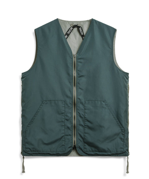 Non-Down Military Reversible V-Neck Vest - Dark Sage Green