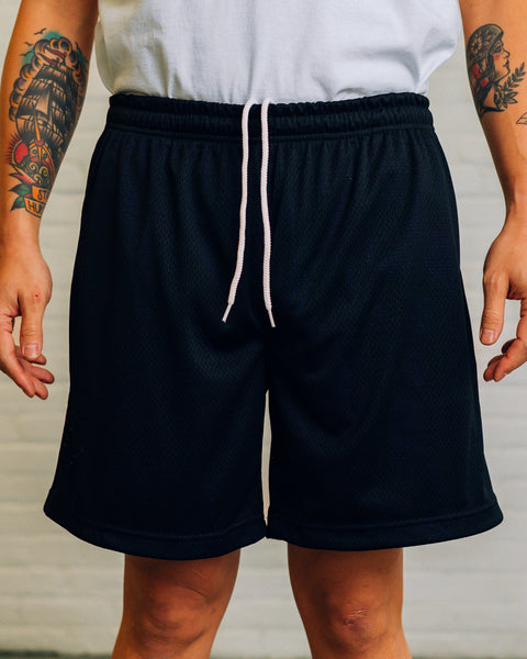 Two-Tone Mesh Shorts - Black/Purple