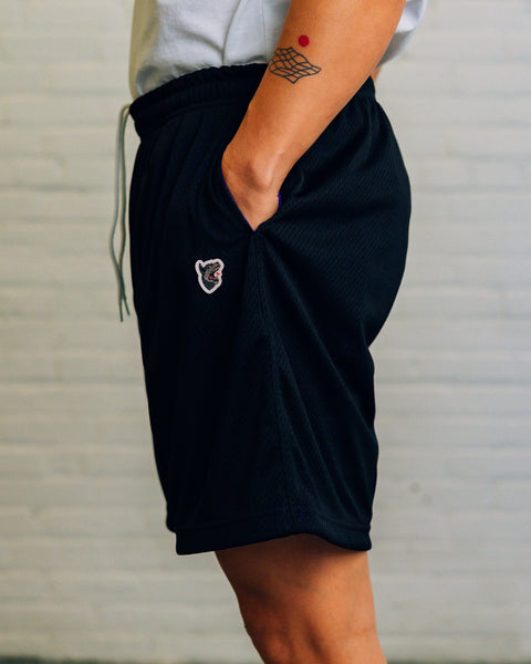 Two-Tone Mesh Shorts - Black/Purple