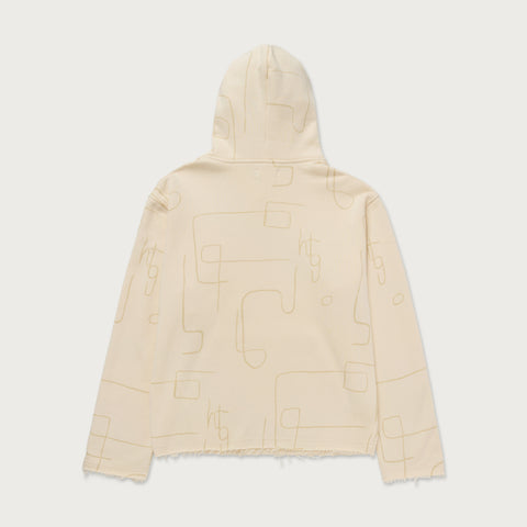Novelty Printed Hoodie - Bone