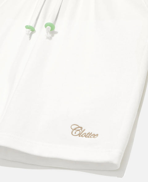 Jade Script Sweat Shorts - White