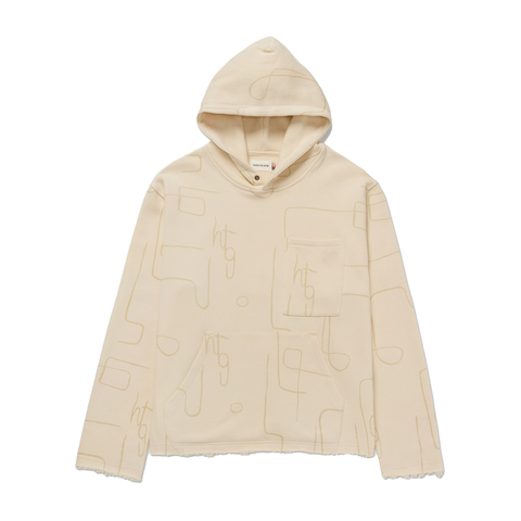 Novelty Printed Hoodie - Bone