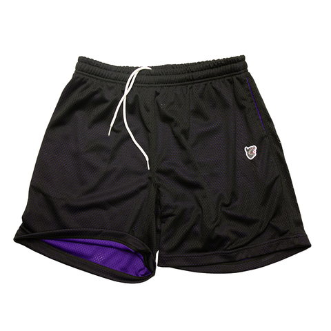 Two-Tone Mesh Shorts - Black/Purple