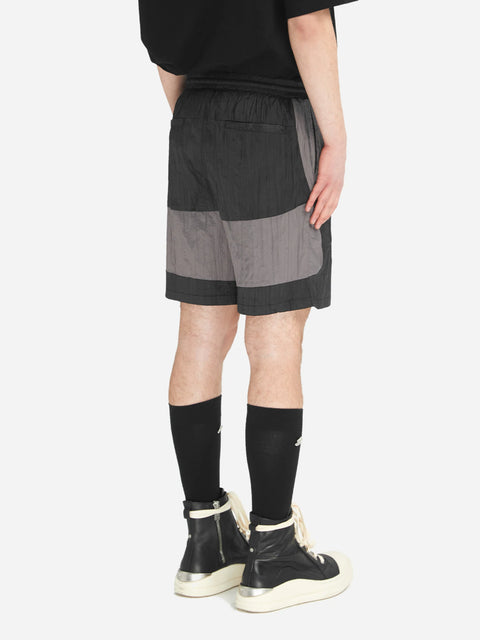 Wrinkled Nylon Track Shorts - Black/Silver