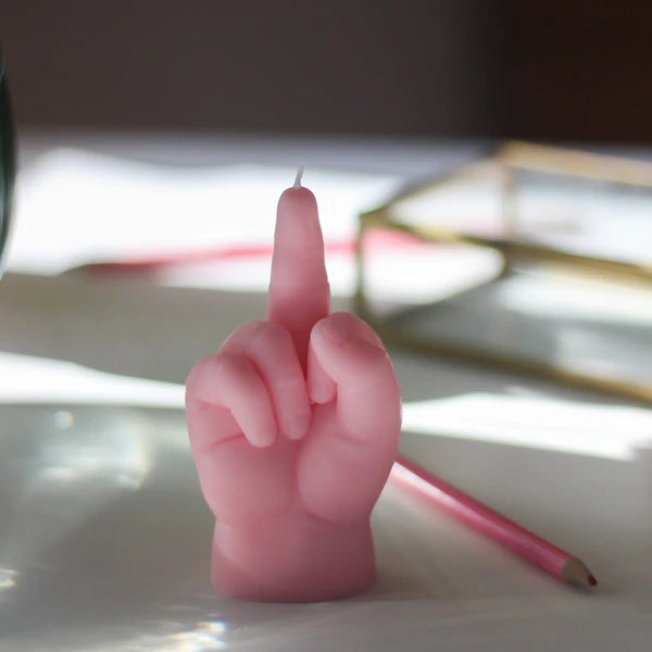F*ck You Baby Candle Hand - Pastel Pink