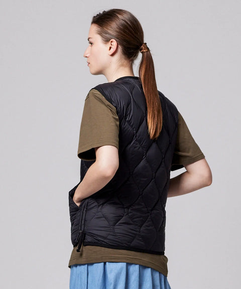 Soft Shell Military V-Neck W-Zip Down Vest - Black