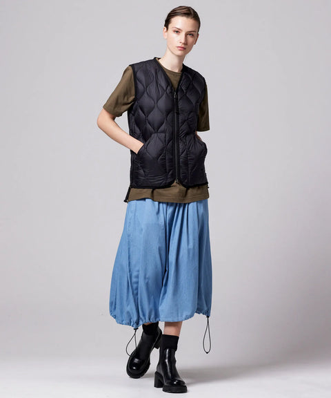 Soft Shell Military V-Neck W-Zip Down Vest - Black