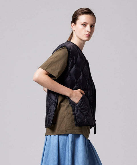 Soft Shell Military V-Neck W-Zip Down Vest - Black
