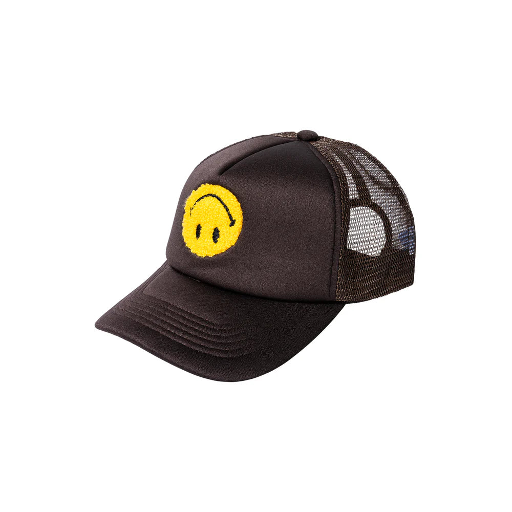 Smiley Upside Down Trucker Hat - Brown