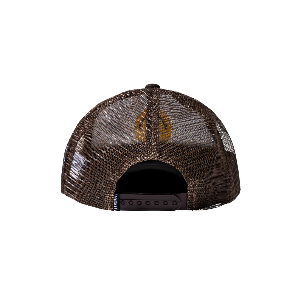 Smiley Upside Down Trucker Hat - Brown