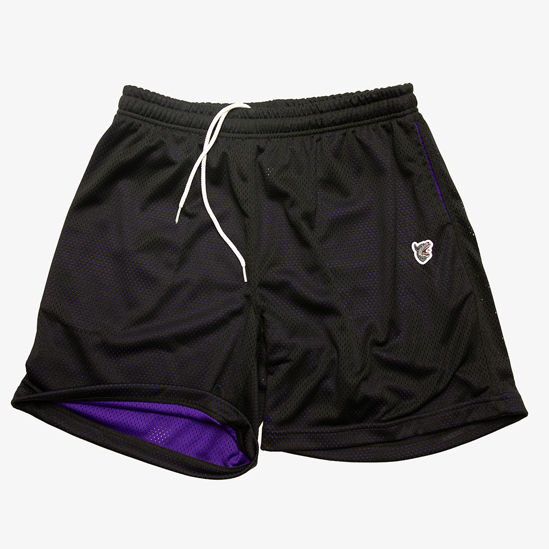 Two-Tone Mesh Shorts - Black/Purple