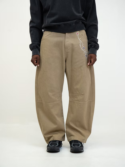 Flower Stud Pant - Beige