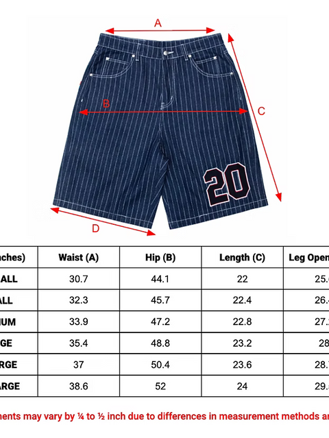 Pinstripe Denim Shorts - Navy