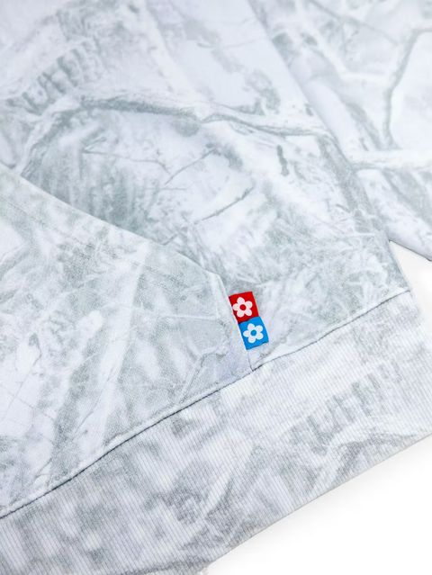 Snow Camo Eye Logo Zip Up Hoodie - White