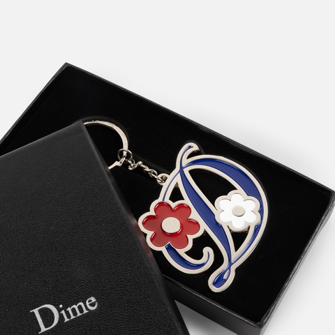 Oversized Floral Keychain - Silver