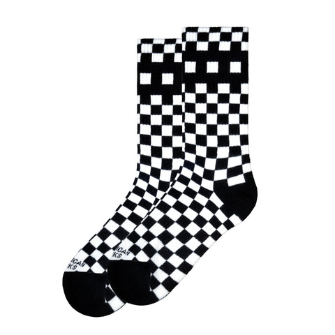 Crew Sock - Checkerboard Black/White