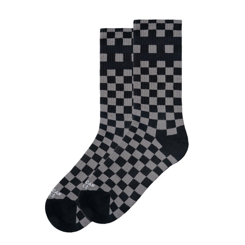 Crew Sock - Checkerboard Black/Grey