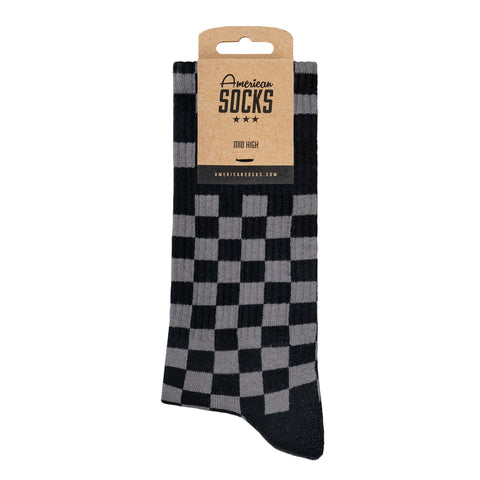 Crew Sock - Checkerboard Black/Grey