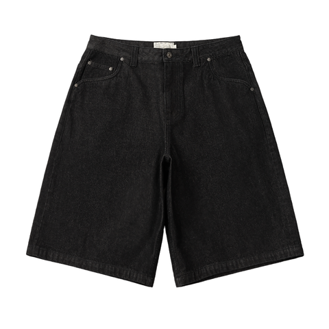 Baggy Denim Shorts - Black Washed