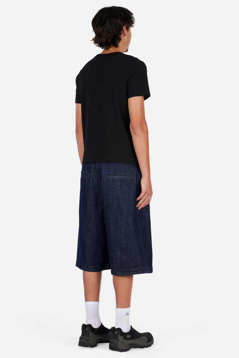 Pleated Baggy Denim Shorts - Indigo