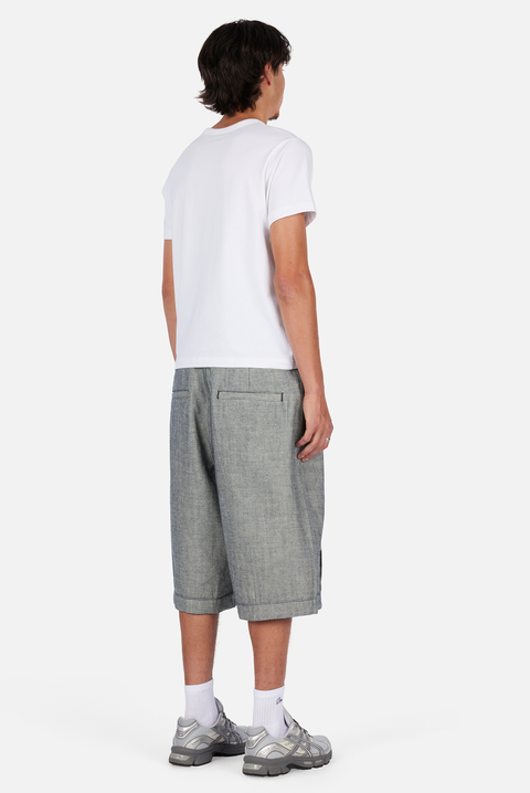 Pleated Baggy Denim Shorts - Reversed Indigo