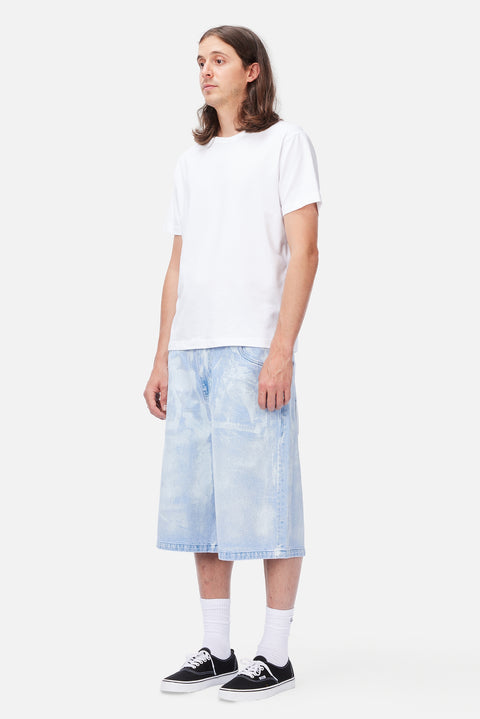Baggy Denim Shorts - Blue Washed (White Paint)