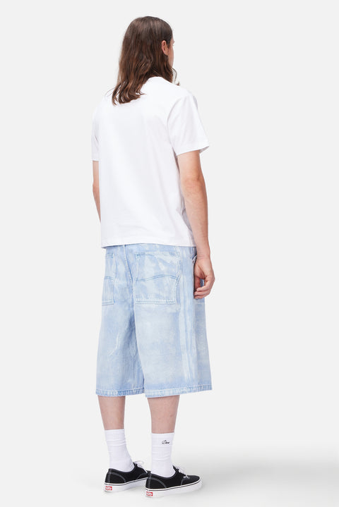 Baggy Denim Shorts - Blue Washed (White Paint)