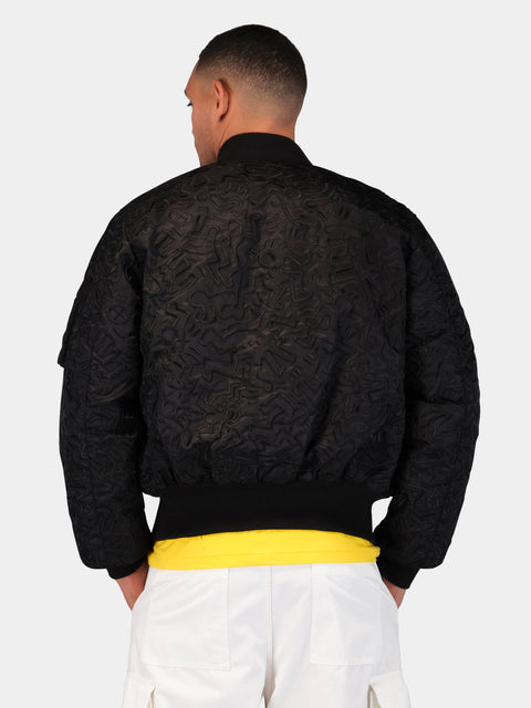 Keith Haring x Alpha MA-1 All Over Embroidery Flight Jacket - Black