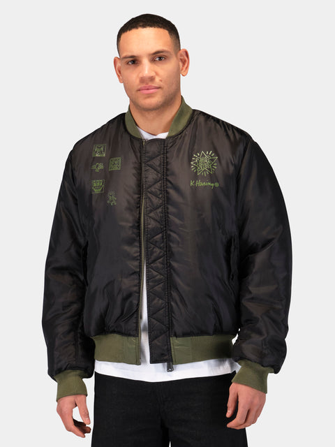 Keith Haring x Alpha MA-1 Reversible Flight Jacket - Sage/Black