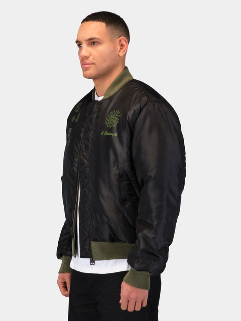Keith Haring x Alpha MA-1 Reversible Flight Jacket - Sage/Black