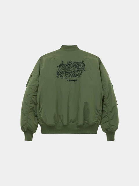Keith Haring x Alpha MA-1 Reversible Flight Jacket - Sage/Black