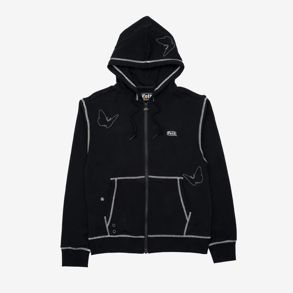 Contrast Stitched Hoodie - Black