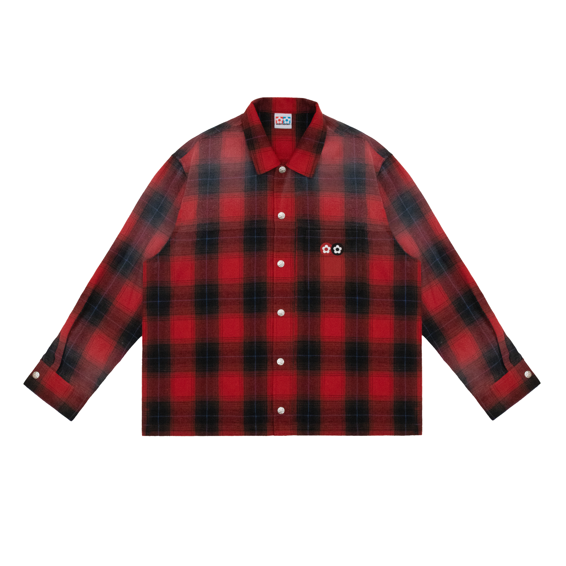 Brushed Flower Flannel Shirt - Red