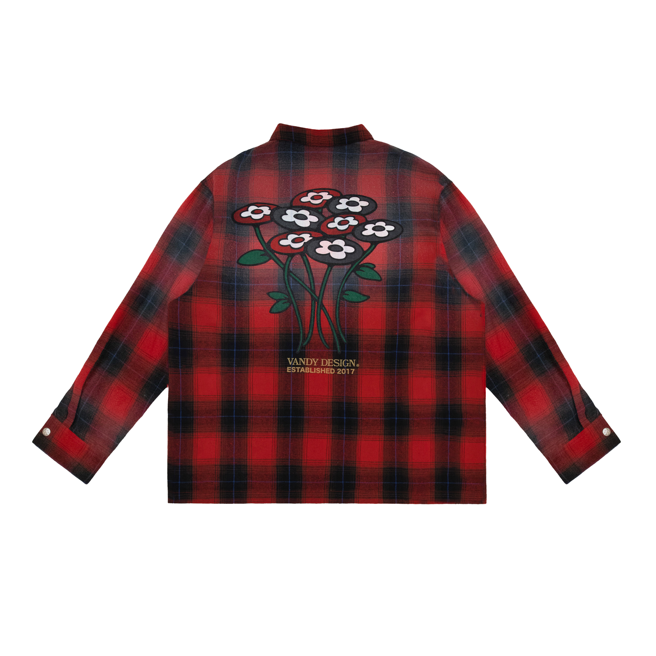 Brushed Flower Flannel Shirt - Red