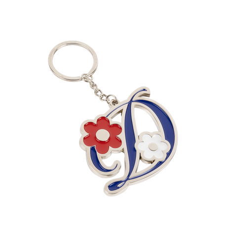 Oversized Floral Keychain - Silver