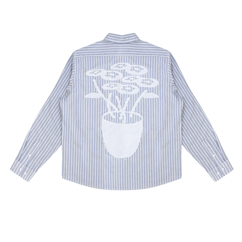 Flower Button Up Shirt - Dark Blue