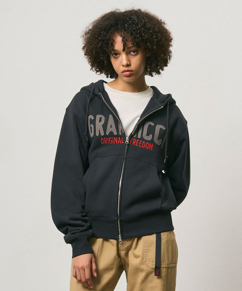 Spell Out Zip Hoodie - Vintage Black