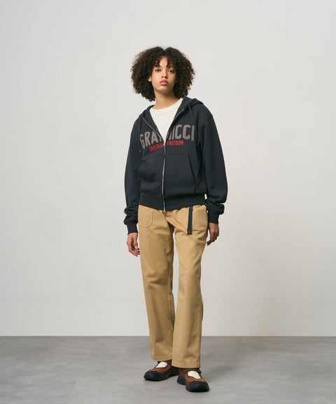 Spell Out Zip Hoodie - Vintage Black
