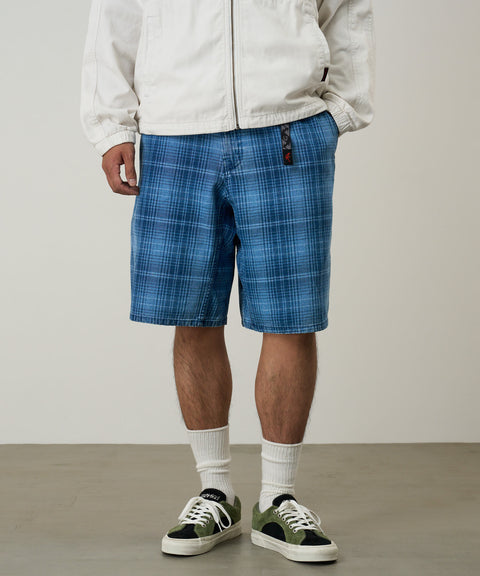 Lagoon Short Denim Plaid - Indigo Checkered Plaid