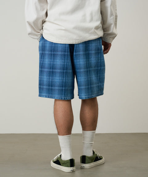 Lagoon Short Denim Plaid - Indigo Checkered Plaid