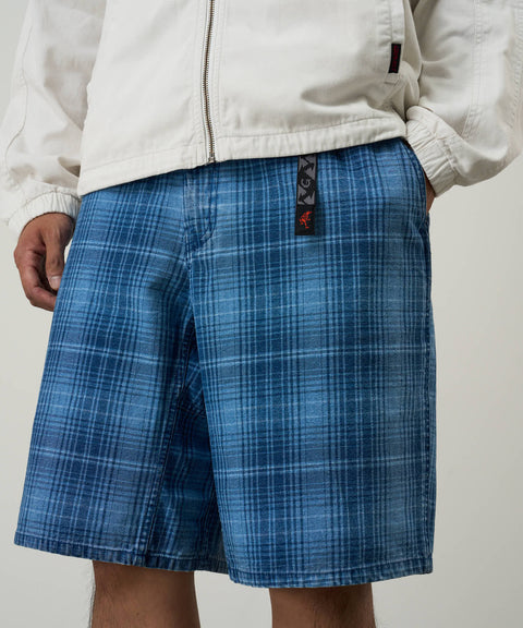 Lagoon Short Denim Plaid - Indigo Checkered Plaid