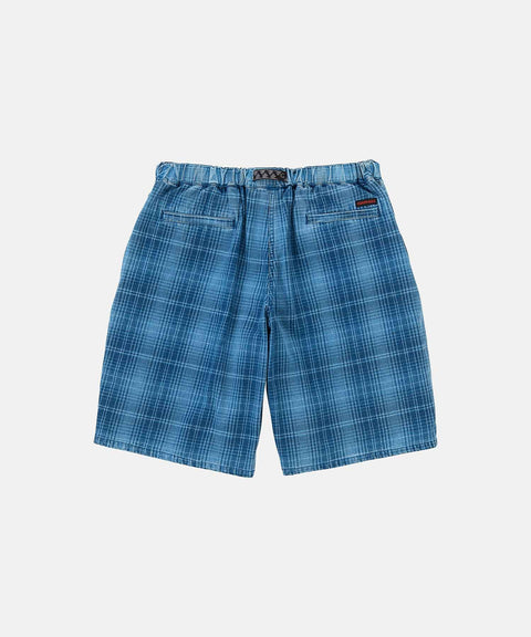 Lagoon Short Denim Plaid - Indigo Checkered Plaid